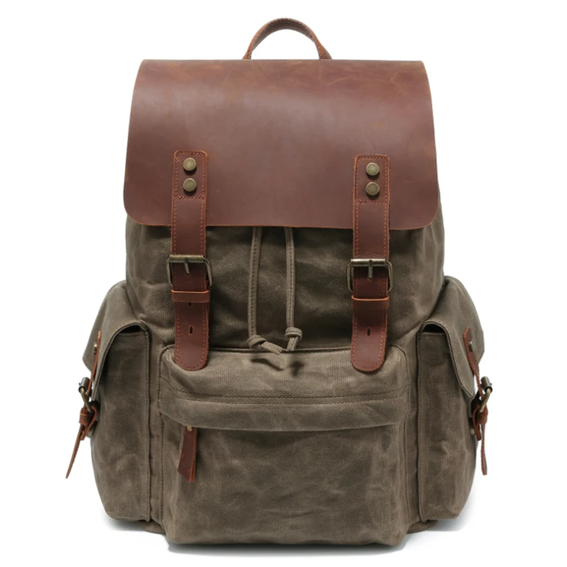Luufan холст высокого качества кожаный мужской рюкзак для ноутбука 17 дюймов мужчин
