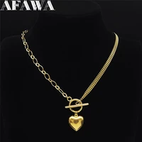 punk stainless%c2%a0steel love heart necklace pendant for women gold color necklaces jewelry collares de acero inoxida nxs01