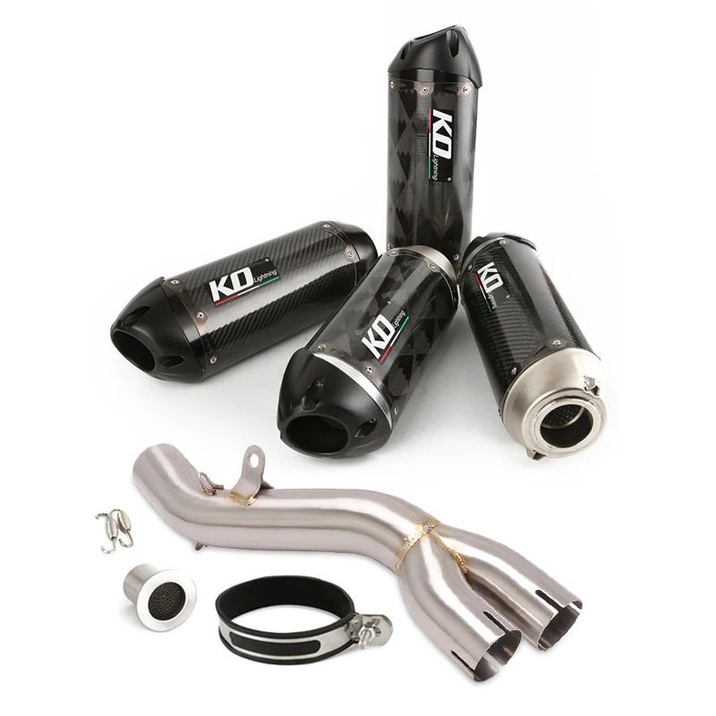 

Slip On Motorcycle Exhaust Middle Connect Tube And 51mmMuffler Carbon Fiber Modified For Duke 950/990 Adventure
