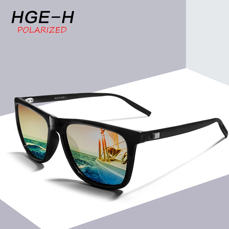 HGE-H Classic Design Polarized Men Sunglasses Ultralight Glasses Frame Square Sun Unisex Drive Travel 100% UV Goggles | Аксессуары для