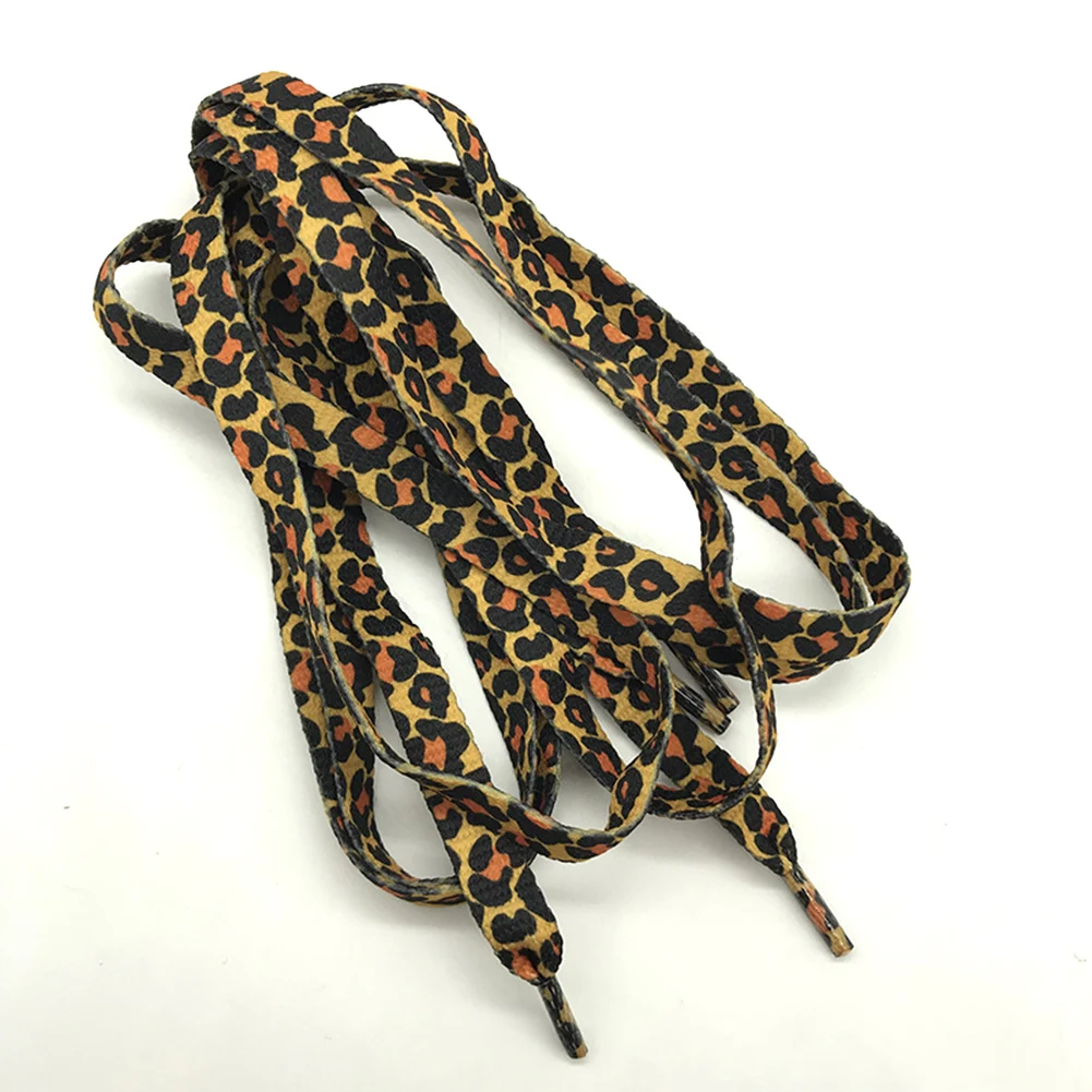 1Pair Leopard Printed Polyester Shoelace Shoe Laces Casual Sports Shoelaces Fashion Flat Laces Applicable To All Kinds Of Shoes