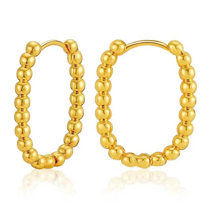 

New Round Bead Design Earrings Gold-plated Creative Earrings U-Shaped European and American Simple French Earrings