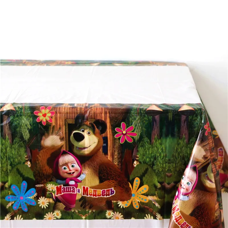 Детская Милая тематическая скатерть с принтом Маши и медведя 108*180 см пластиковые