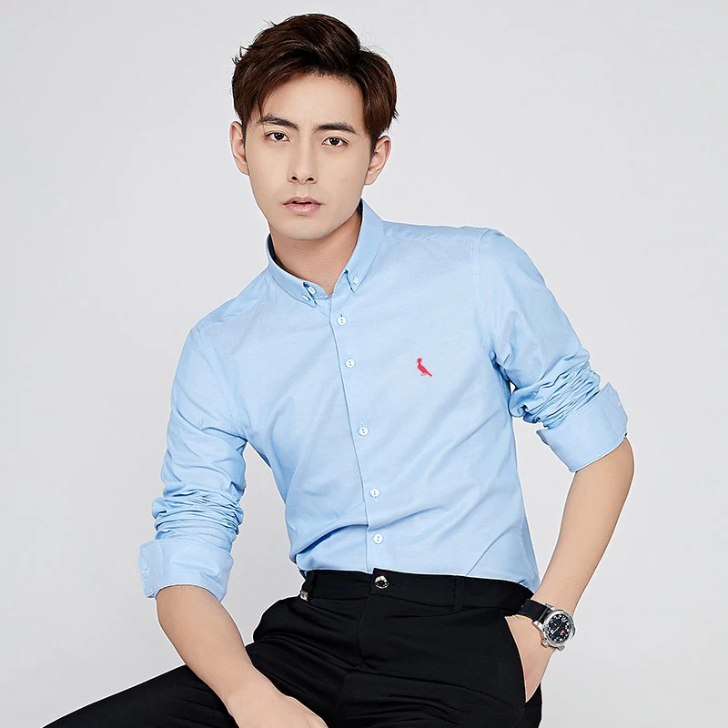 

Новинка 2021, мужская рубашка из хлопка с длинными рукавами и лацканами