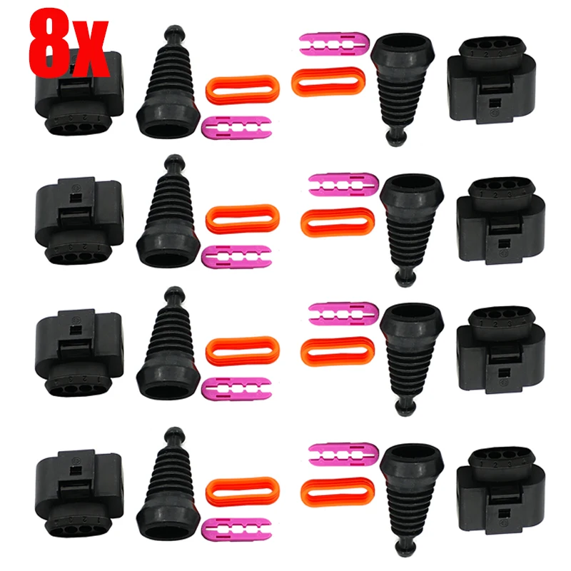 For Audi COP Coil 4 pin Connector (Pack of 8) 1.8t and 2.0t 1J0 973 724