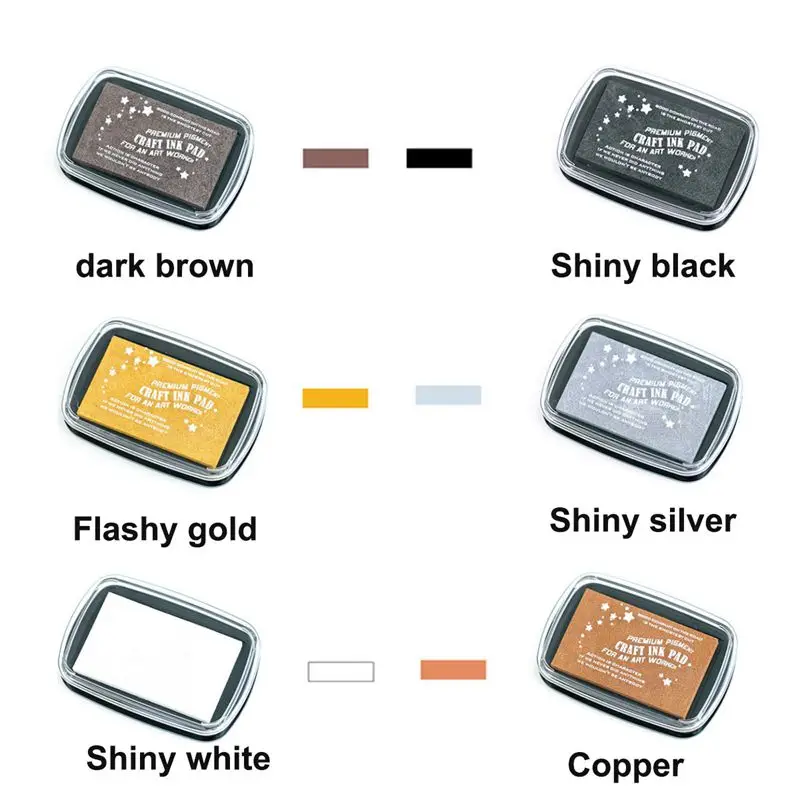 

6pcs/lot Multi-color Big Size Metallic Vintage Inkpad For DIY Scrapbooking Decoration Rubber Stamp Clear Stamp Accessories