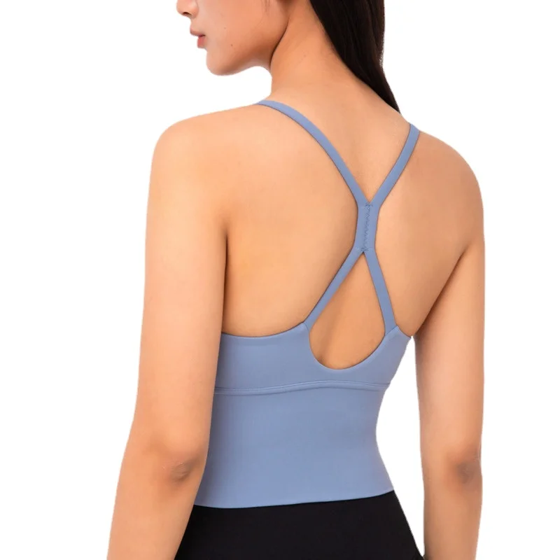 

Новинка жилет для йоги женский спортивный бюстгальтер нижнее белье для тренажерного зала тренировок бега пуш-ап спортивный кроп-топ с пере...