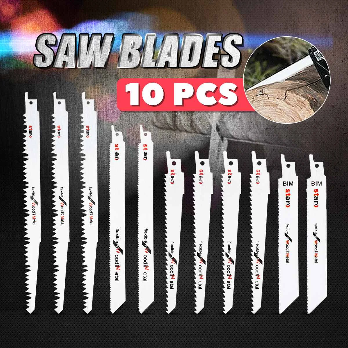 

10 Pcs/Set Jigsaw Blades Wood Cutter Saw Blade S922EF S1531-L S611DF S1122HF Fit for Bosch for Dewalt Hitachi Makita Festool