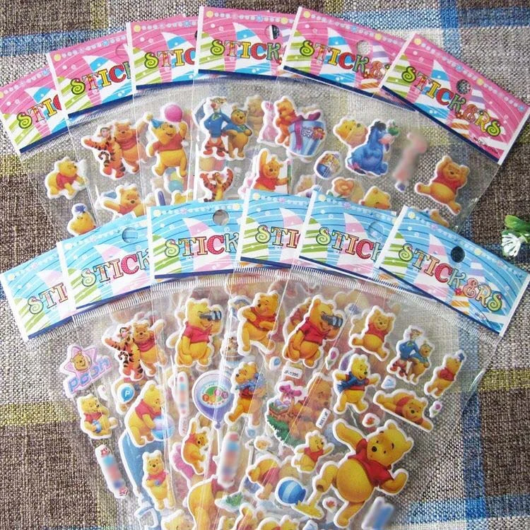 10pcs Bear 1200+ DIY 10 листов 3d объемные Пузырьковые наклейки мультяшная Принцесса Кошка животные водные игрушки для детей дети мальчик девочка день рождения - Цвет: 10pcs Bear