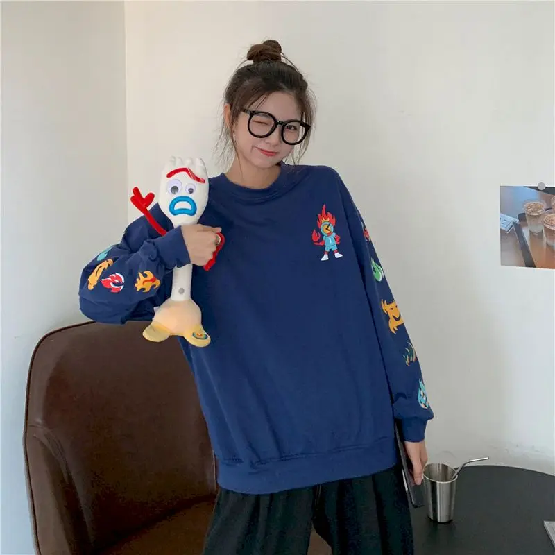 

Sportswear women's autumn pure cotton Harajuku ins style loose casual sportswear new thin Korean student matching top