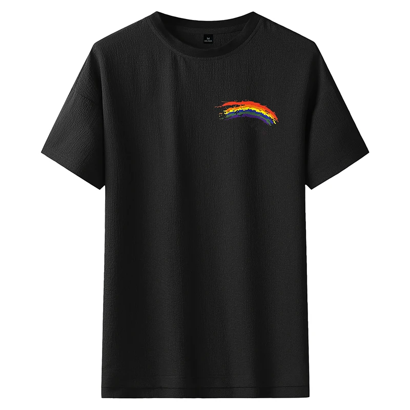 

Fashion Rainbow Print Men's T-shirt Ice Feel Men's Short Sleeve Tops Comfortable Lightweight Men's Tops De Los Hombres T-Shirts