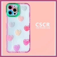 cute graffiti phone case for iphone 13 pro max 12 11 xs xr 7 8 plus colorful love heart clear cases transparent shockproof cover