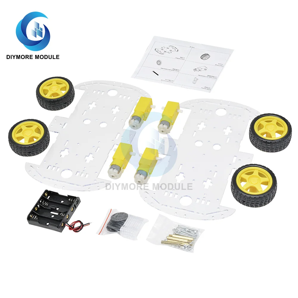 4WD Smart Car Kit RC Robotics Learning Electric Toys DIY Chassis Kits with Speed Encoder For Arduino | Электронные компоненты и