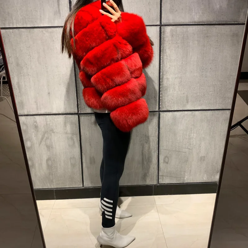 Женская куртка из натурального меха Лисьего с длинным рукавом и