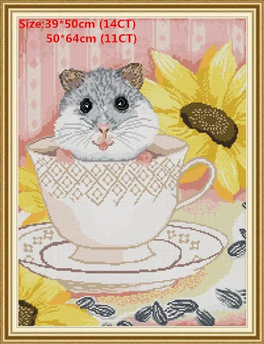 Mouse in the cup Кошка Наборы для вышивания крестиком наборы для вышивания наборы для рукоделия животные пластик холст вышивка крестом пакет стежка вышивка крестом Woif вышивка Hafty - Цвет: Mouse in the cup