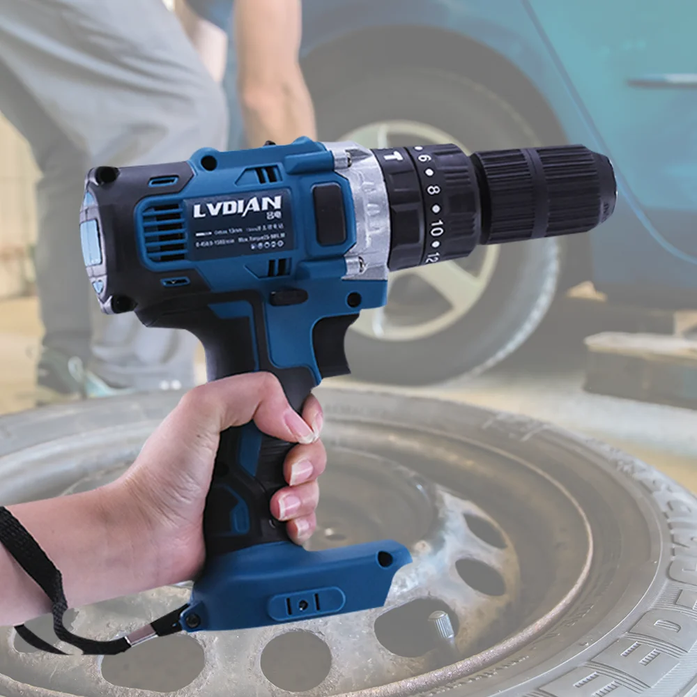 Электрическая аккумуляторная ударная дрель Makita с 2-мя скоростями перезаряжаемая