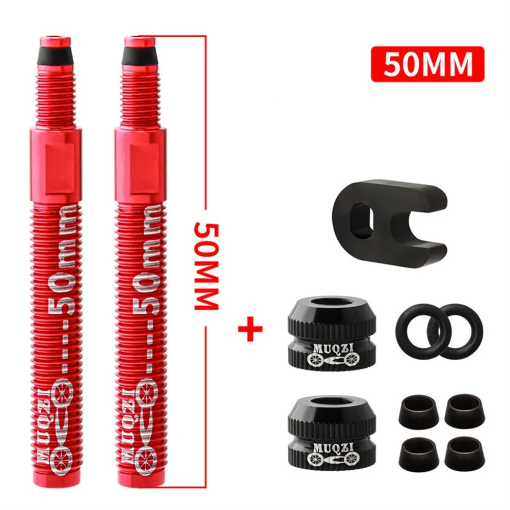 

MUQZI 2pcs Bicycle Presta Valve Inner Bike Tubes Extender Aluminum Alloy Size 50/80mm MTB Road Bicycle Tubeless Rim Valve Tool
