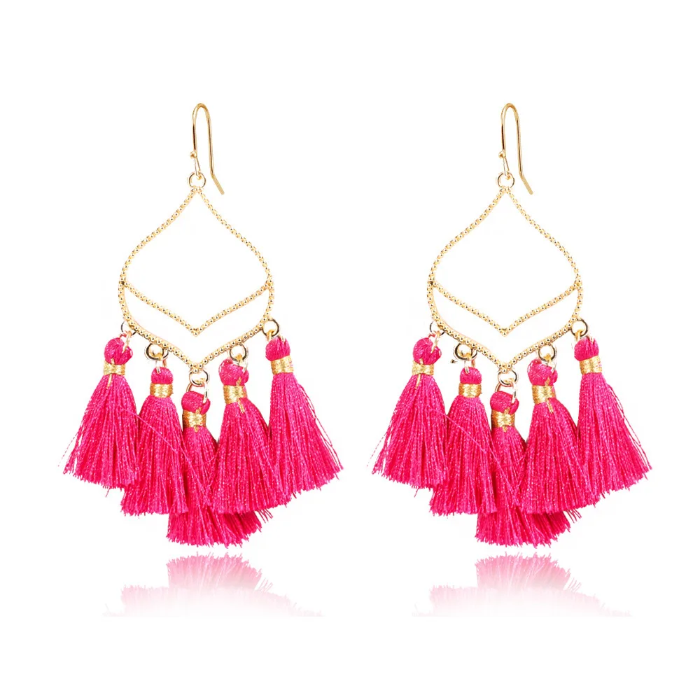 Богемные висячие серьги ручной работы хлопковые Серьги кисточки женские 2019