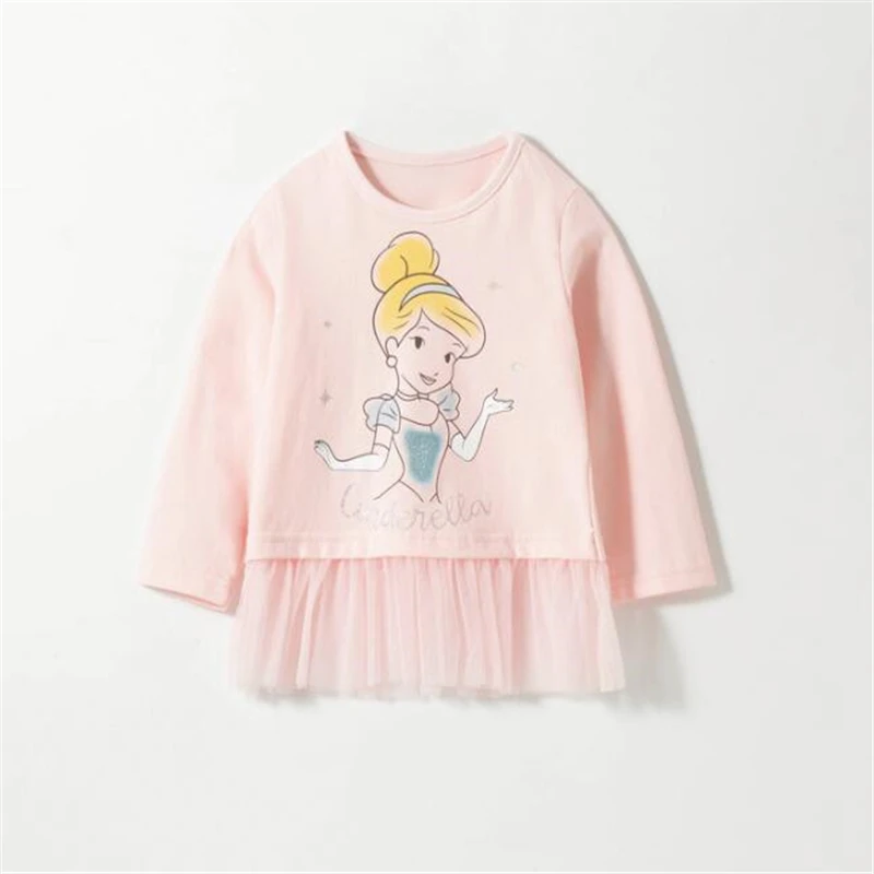 Disney/Осенняя детская одежда Футболки принцессы Золушки с длинными рукавами для