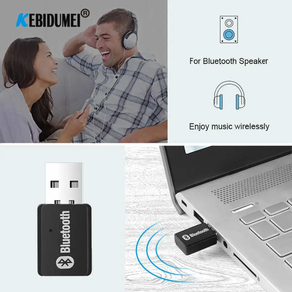 Bluetooth 5 0 ПК аудио передатчик для наушников стерео USB AUX музыкальный адаптер Windows