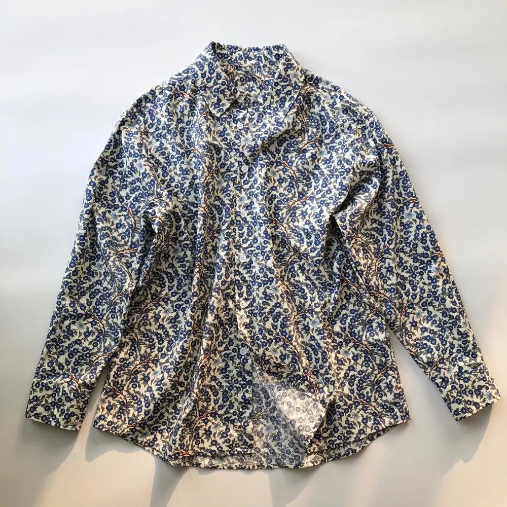 

Vintage Floral Print Women Cotton Blouse Long Sleeve Single-breasted Casual lady Shirt and top 2020 New Early Autumn
