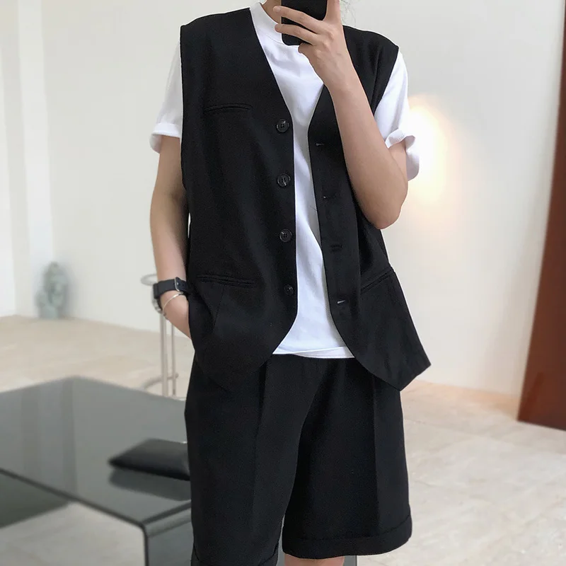 Лето 2020 японские стильные шелковые пятнистые жилеты без рукавов женские костюмы