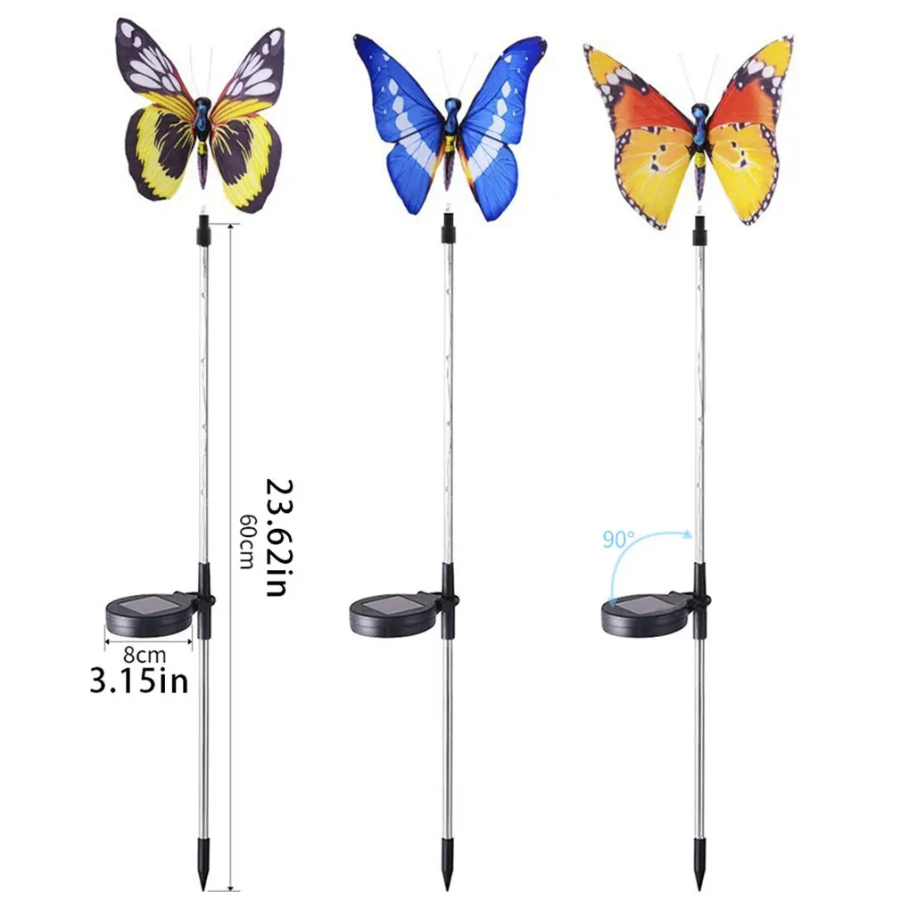 

3pcs/set Solar Butterfly Light 7 Color Cycle Led Fiber Butterfly Light Lawn Garden Villa Landscape Light Decorative Party Light