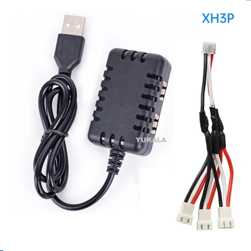 2 IN 1 7.4V 1000Mah*2 XH-3P Quick USB Charger for Wltoys 144001 124019 124018 XK K130 12428 12401 12402 K989 K969 RC Car parts images - 6
