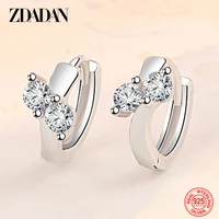 zdadan 925 sterling silver 10mm charm crystal small hoop earrings female fashion wedding jewelry gift