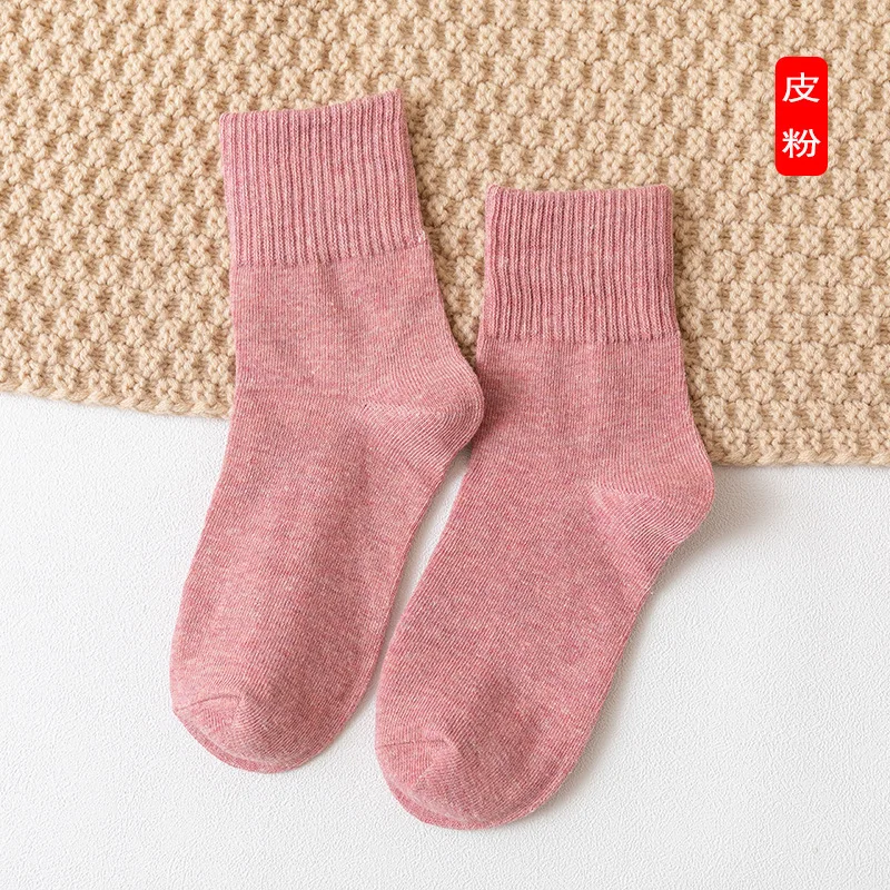 

10Pairs Woman Autumn Winter Socks Girl Student Preppy Style Retro Solid Middle Tube Socks Female Soft Casual Short Sox
