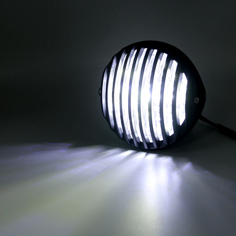 Черная винтажная светодиодная мотоциклетная фара гриль налобный фонарь для Harley