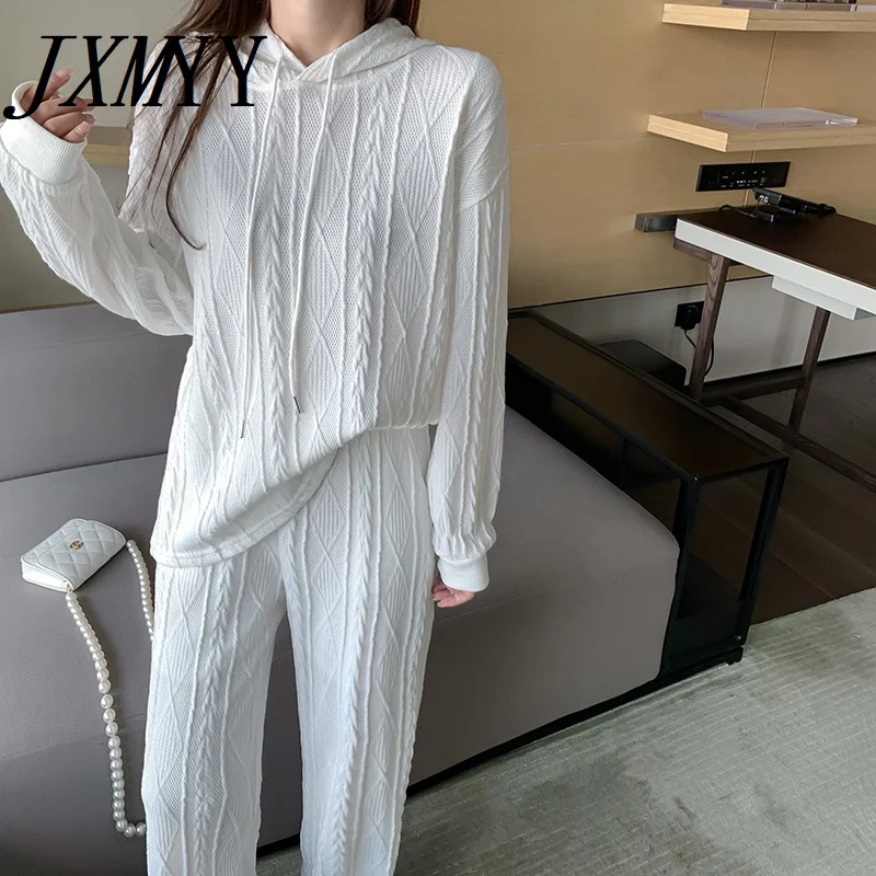 Новые товары для весны и осени простой белый вязаный Топ с капюшоном лунным