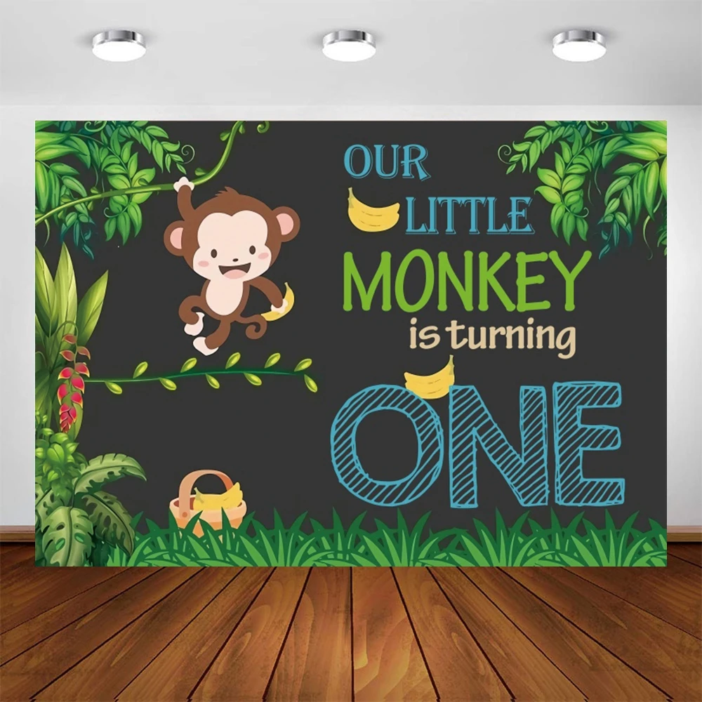 

Yeele Jungle Wild One Monkey Safari Party Newborn Baby Shower Birthday Backdrops Custom Photography Background Photo Shoot Props