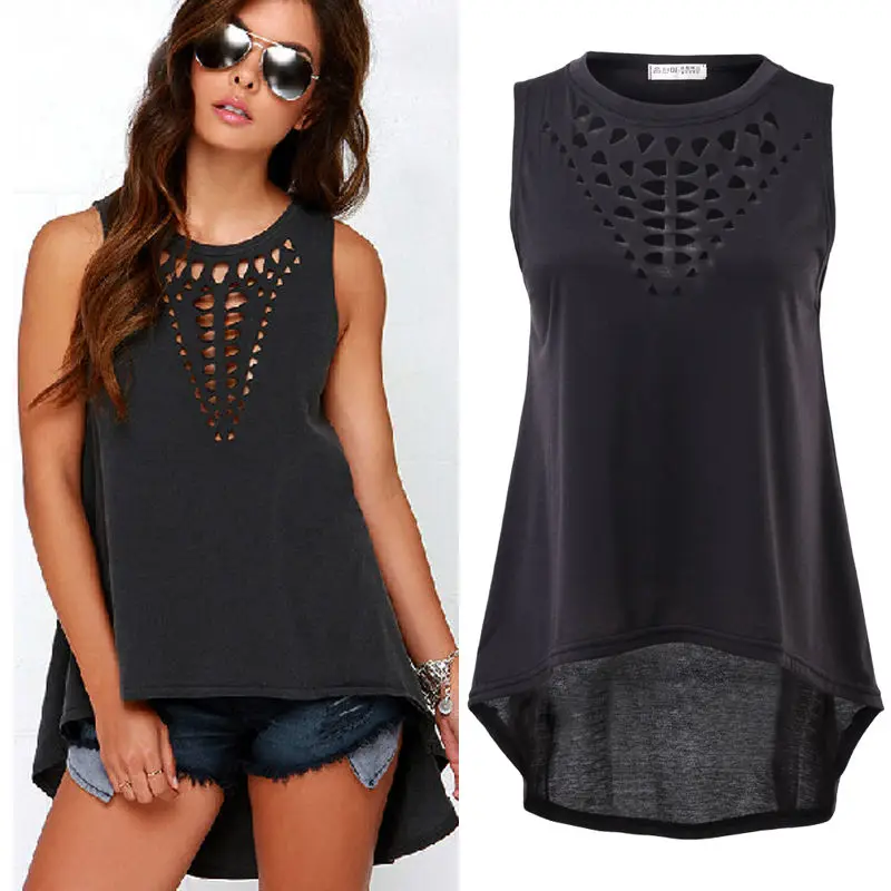 

Женские черные открытые майки в стиле ретро, сексуальная женская Повседневная Свободная рубашка, блузка, вязаные крючком топы, рубашки