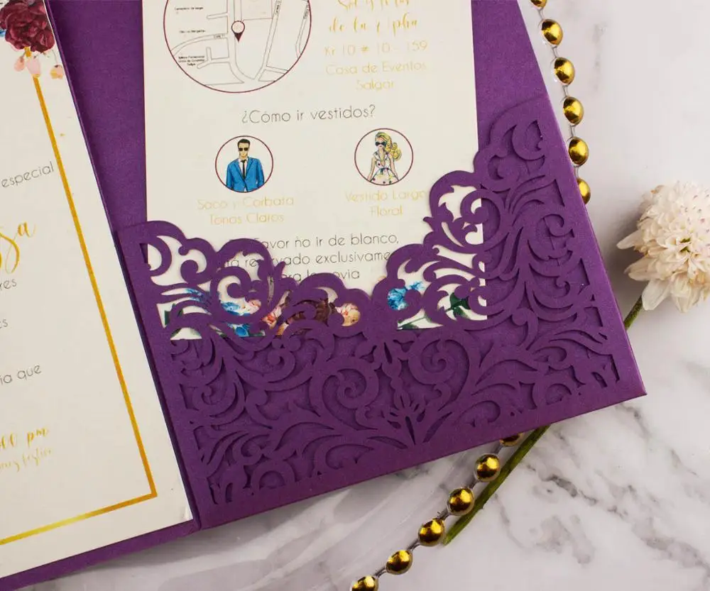 20 шт./лот бордовые свадебные пригласительные открытки с лазерной резкой в виде