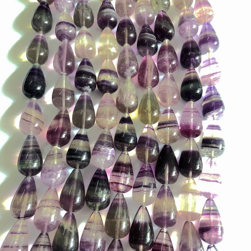 Natural Flourite Beads Gem stone Beads 14x24mm Rainbow Fluorite Teardrop Beads Gem stone Jewelry Making Beads 15