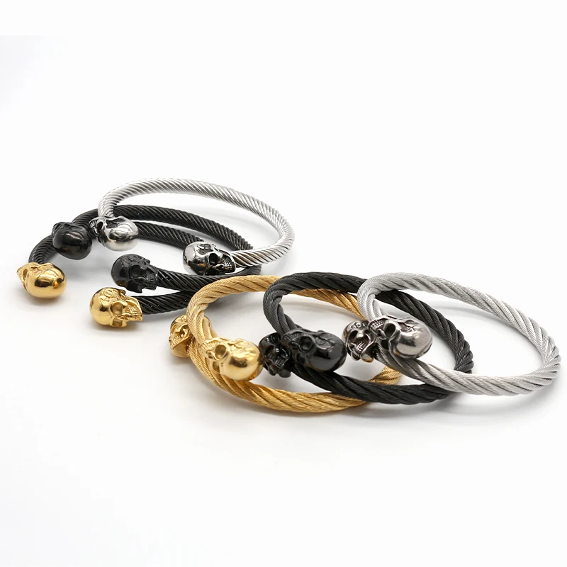 KLDY панк череп браслет для мужчин рок нержавеющая сталь Любовь Браслет