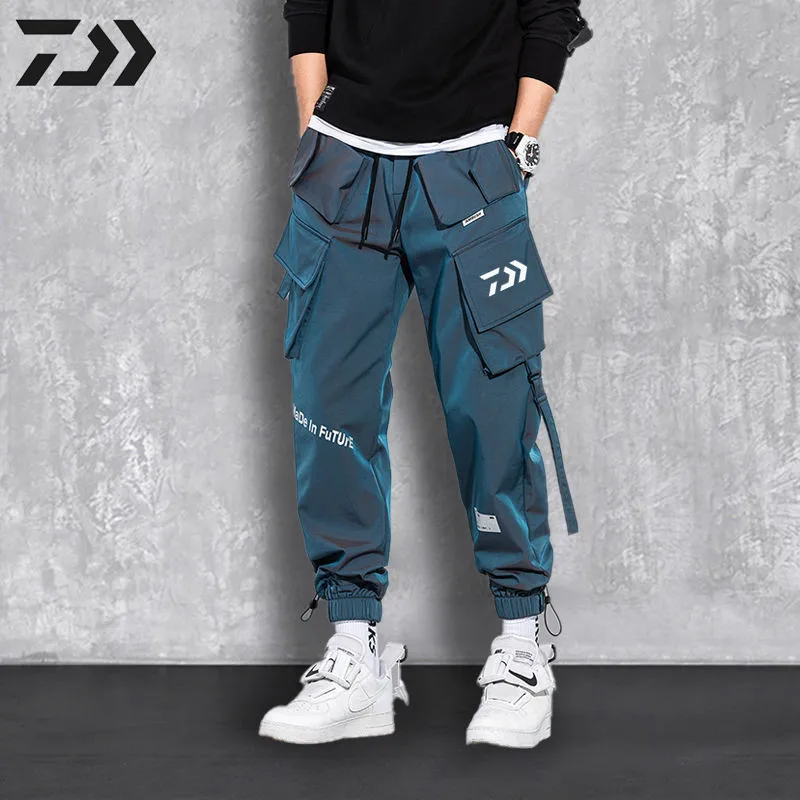 

2022 Summer Fishing Pants Thin Breathable Daiwa Reflective Cargo Trousers Shorts Outdoor Multi-pocket Casual Cropped Trousers