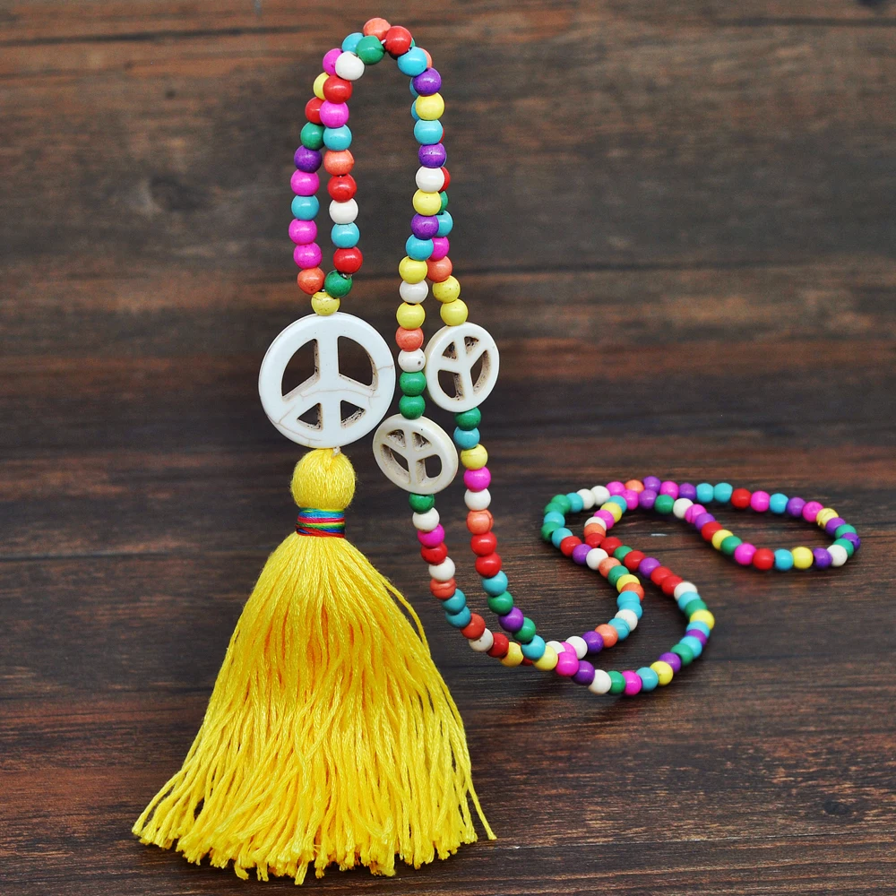 Yumfeel Brand New Fashion Jewelry Tassel Necklace Handmade Colorful Stone Beads Women Necklaces |