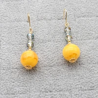 ladys new earrings round beeswax and crystal pendant elegant