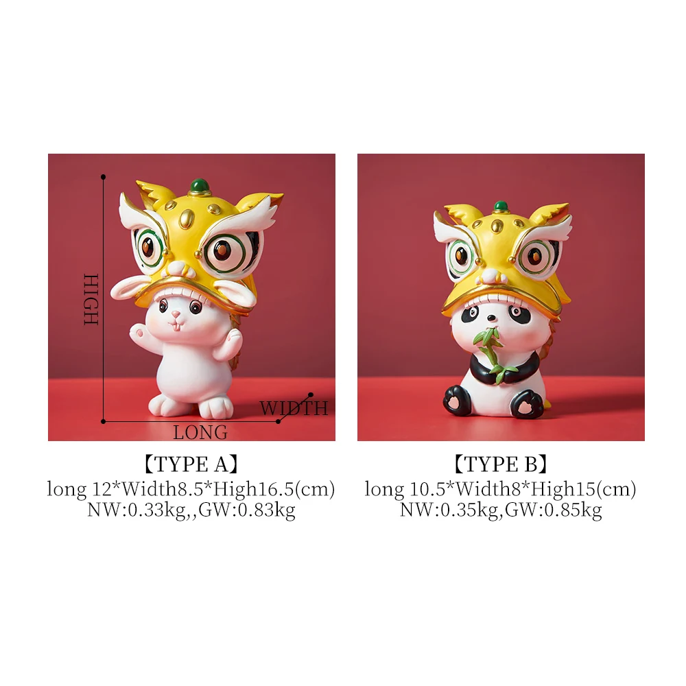 

Modern Lion Resin Statues Decoration Lion Dance Statue Resin Figurine Sculpture Model Crafts Animal Ornaments Home Decor Gift