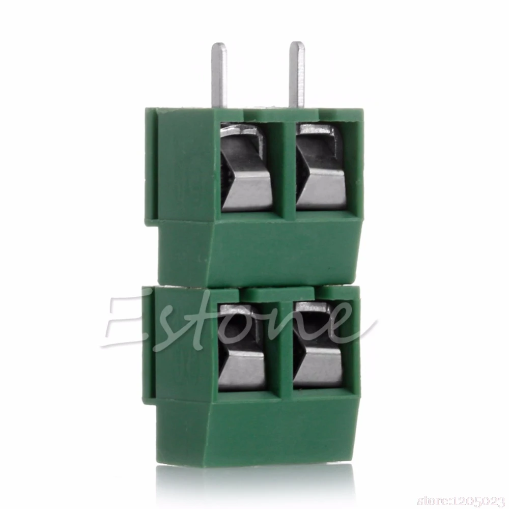 2шт 300V 10A 2P папа PCB винтовой клеммный блок разъем 5 мм зеленый шаг # RW1209|Соединители|