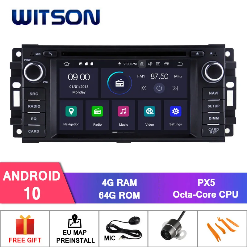 Автомобильный мультимедийный плеер WITSON проигрыватель на Android 10 0 4 Гб ОЗУ + 64 FLASH 8