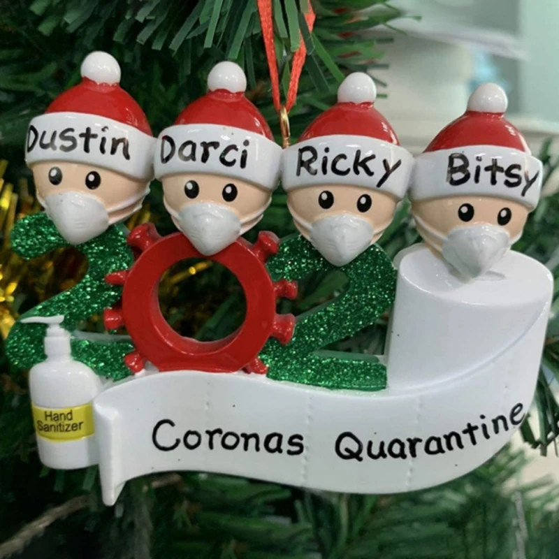 

2020 Christmas Decoration Gift Personalized Hanging Ornament Pandemic -Social Party Distancing Santa Claus with Mask New