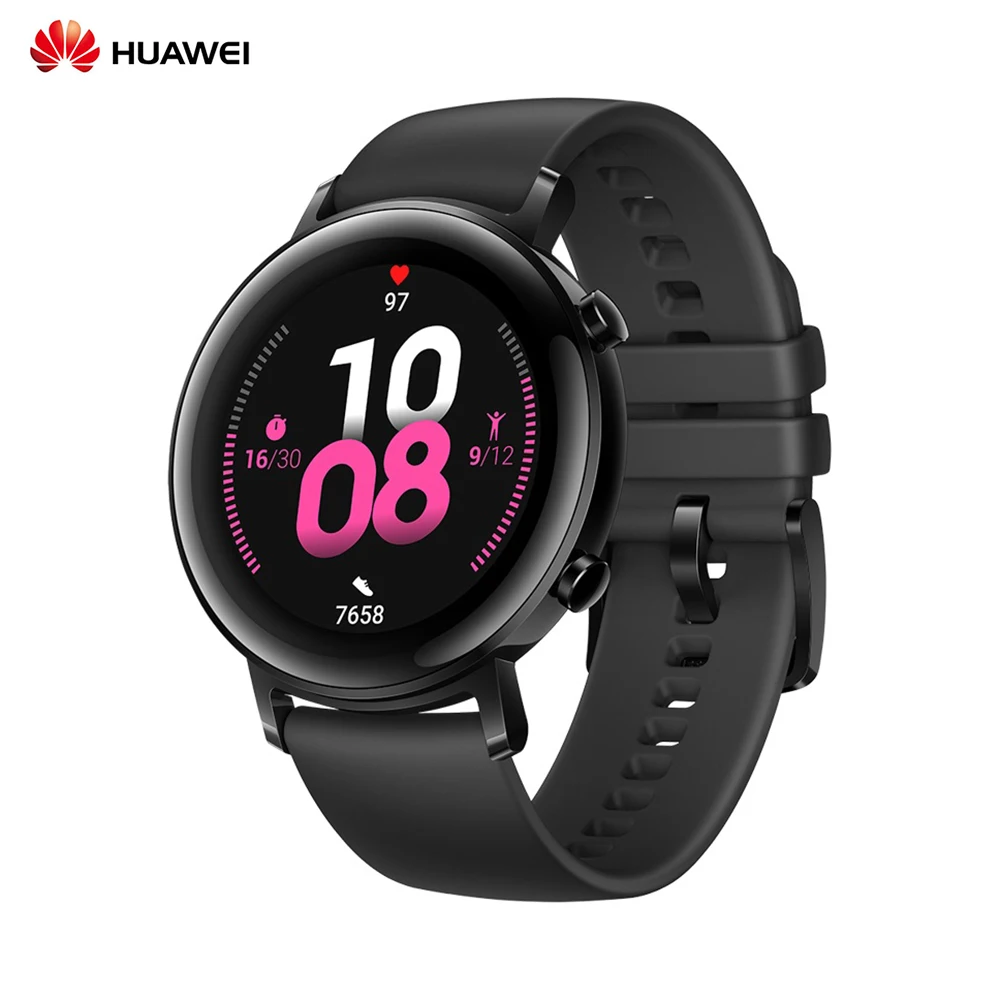 HUAWEI WATCH GT 2 Smartwatch 42 мм 46 мм 5ATM GT2 BT умные часы водонепроницаемые спортивные BT 5,1 gps сердечного ритма кровяное давление для мужчин и женщин - Цвет: Black 42mm