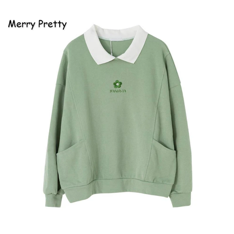 Женская толстовка с цветочной вышивкой MERRY PRETTY зеленые толстовки капюшоном