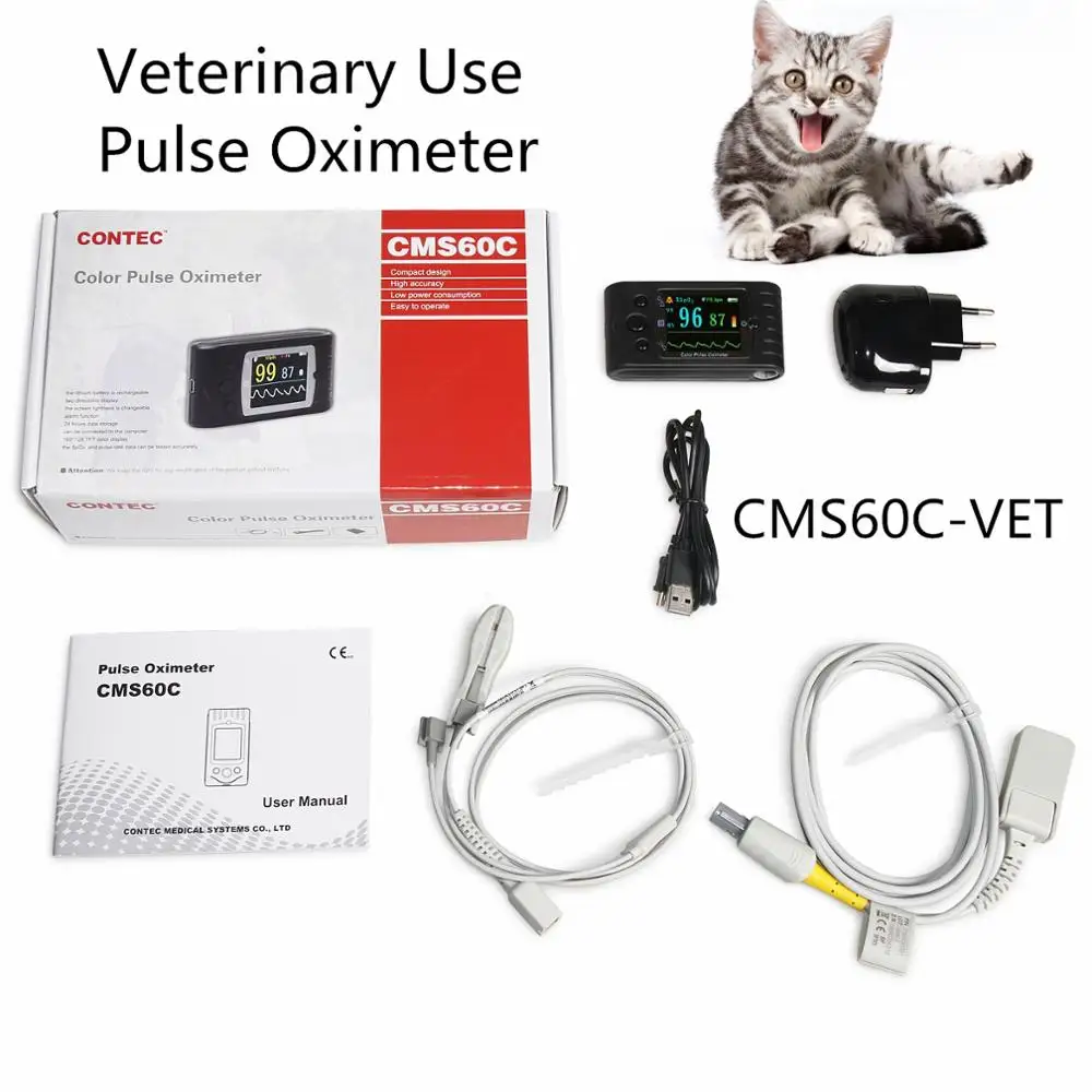 

CMS60C-VET Veterinary Hand-Held Pulse Oximeter Animal Finger Blood Oxygen Saturation Tester Digital Heart Rate Monitor SPO2