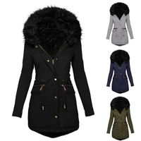 40hotladies winter long sleeve faux fur hood mid length warm coat parka snow jacket hooded quilt snow jacket large size