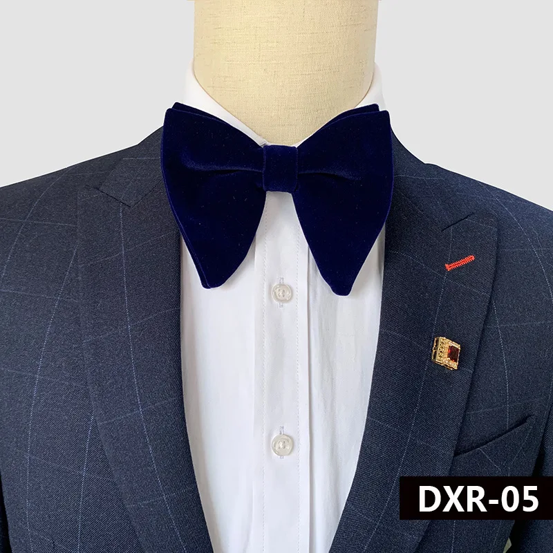 Новый модный бархатный коричневый галстук-бабочка для мужчин хлопковый синий