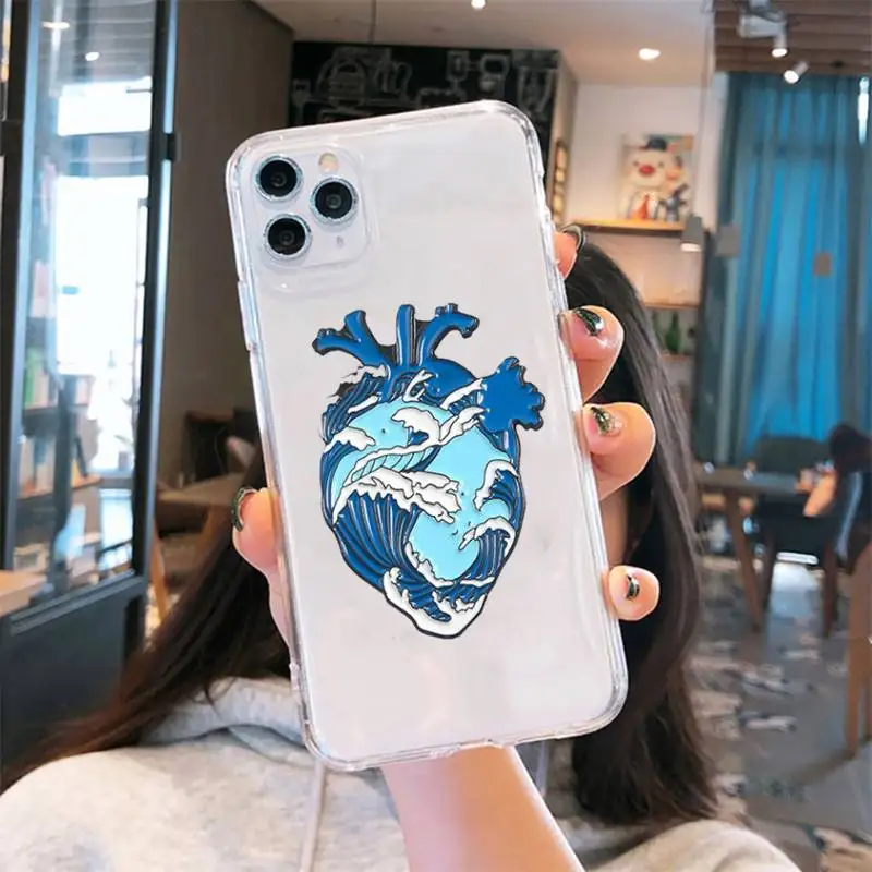 

human heart Creative cartoon Phone Case Transparent for iPhone 6 7 8 11 12 s mini pro X XS XR MAX Plus cover shell accessorie